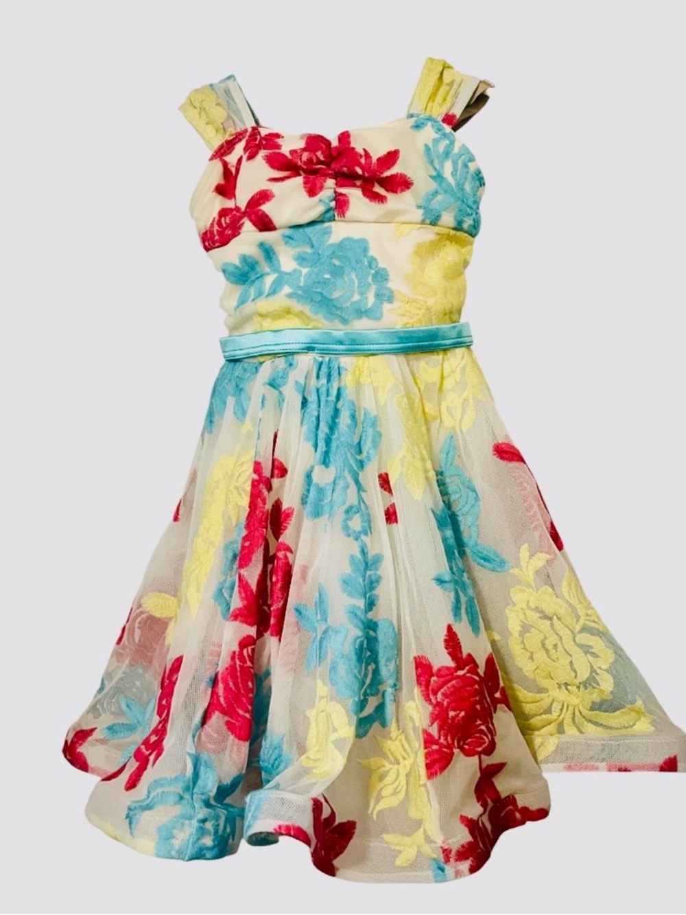 Girls' Weissman Floral Sheer Tulle Embroidered FlowersParty Dance Dress